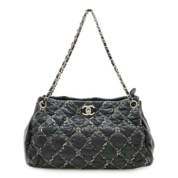 Chanel Paris Visance Chain Shoulder Shoulder Bag Tote Bag Quilted Nylon Black - Picture 1 of 9